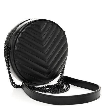 Saint Laurent Calfskin Matelasse Chevron Round Vinyle Camera Bag Black 3 of 10