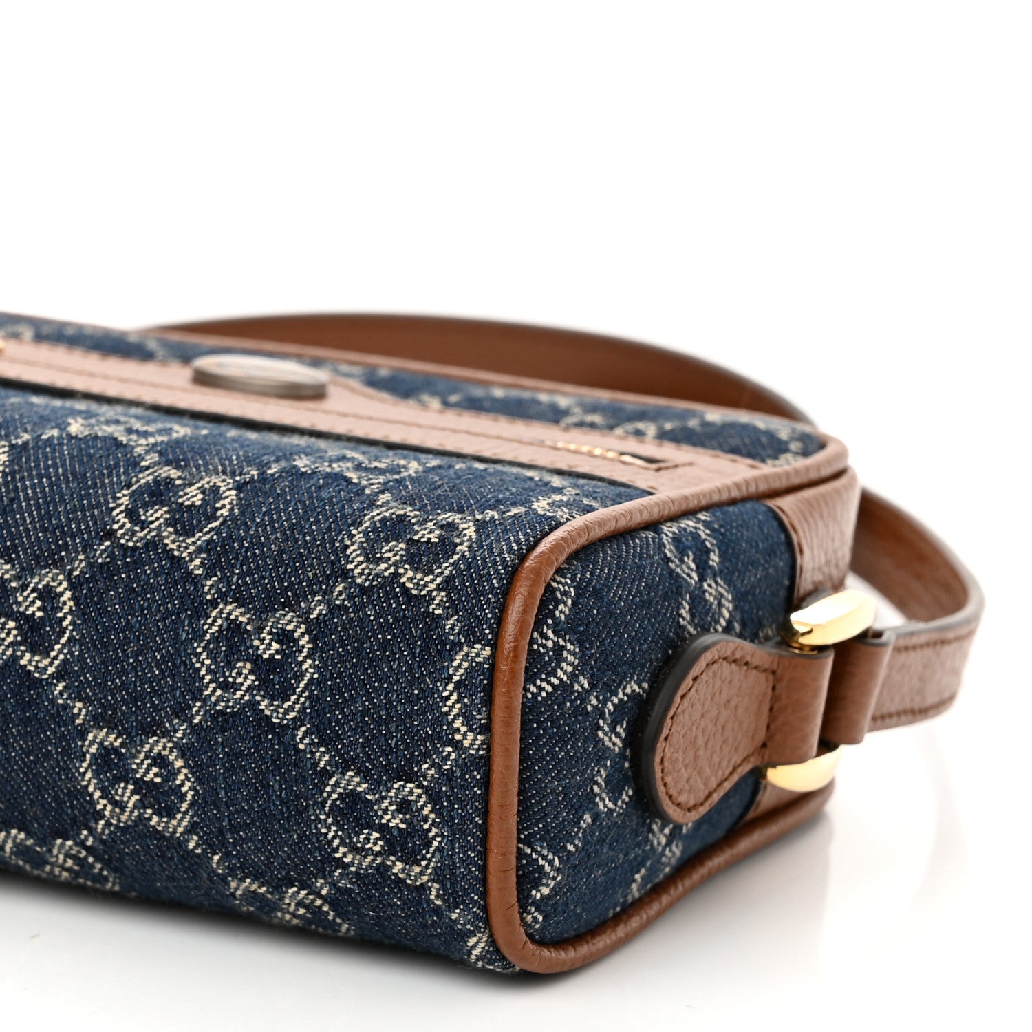 Gucci New Denim GG Monogram Dollar Calfskin Mini Ophidia Shoulder Bag Blue Tea Cuir Epilog 10 of 11