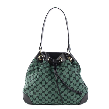 Gucci Monogram Drawstring Shoulder Bag Green 1 of 8