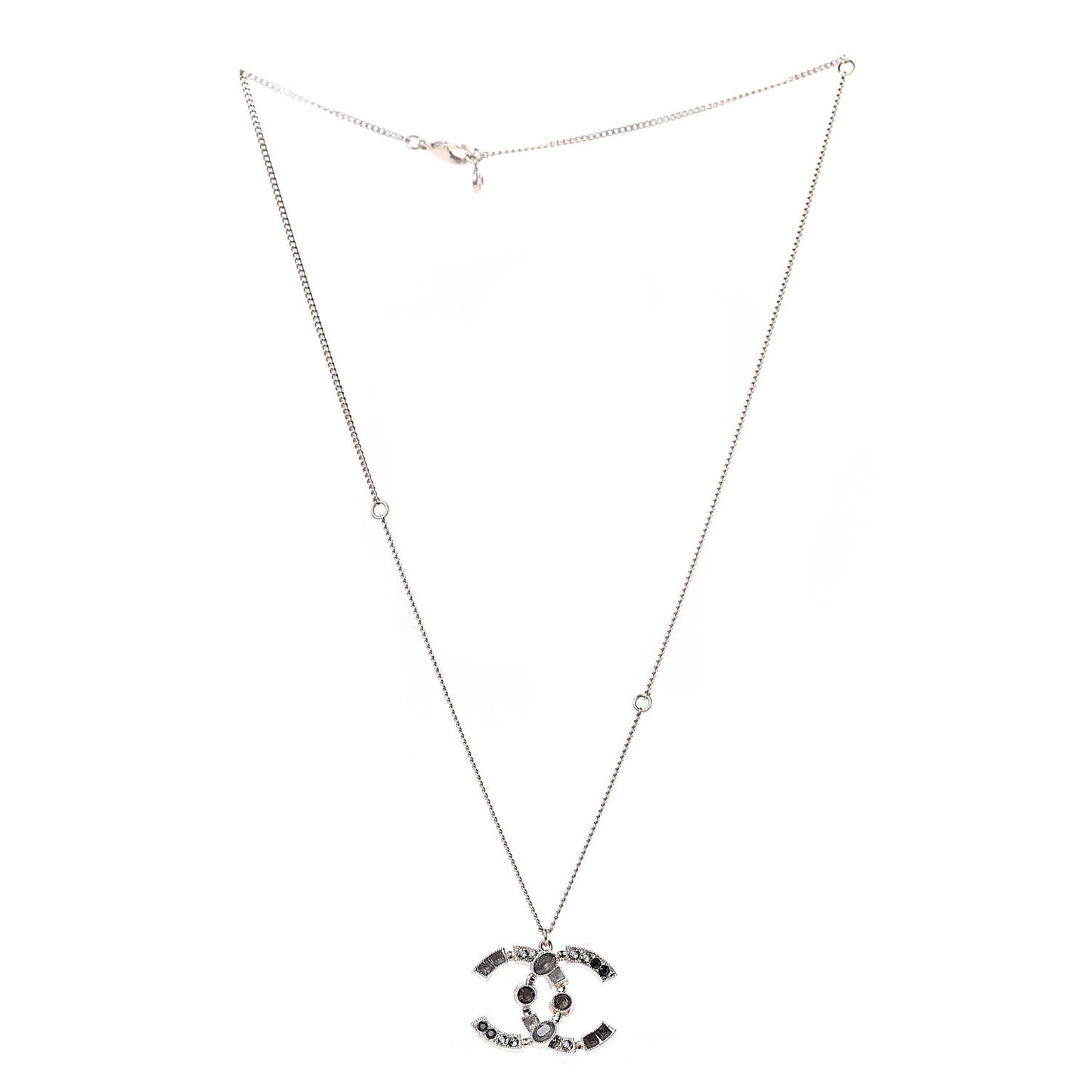 Baguette Crystal CC Necklace Light Gold