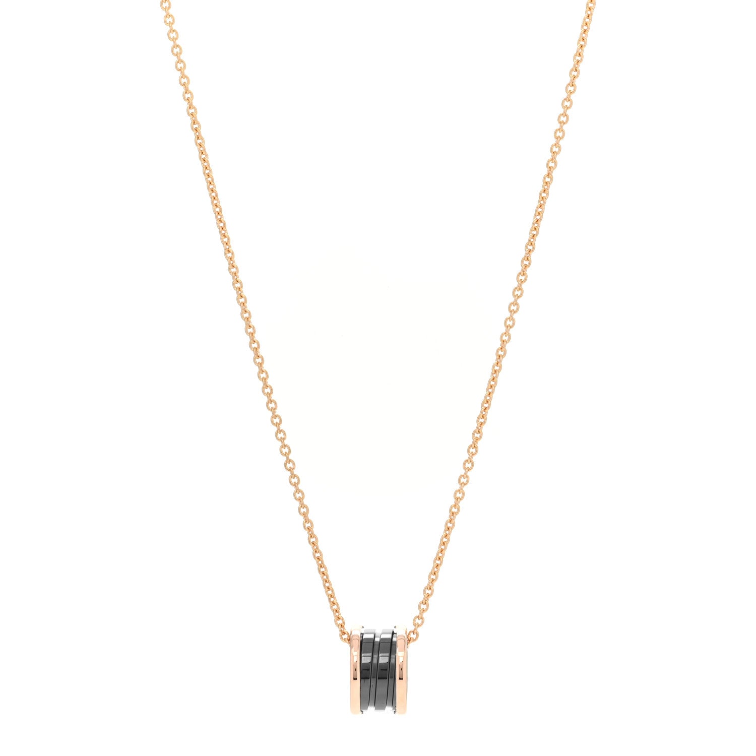 Bulgari 18K Rose Gold Black Ceramic B.Zero1 Pendant Necklace 1 of 4