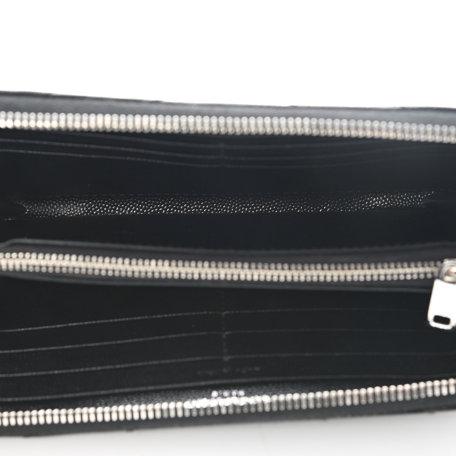 Saint Laurent Grain De Poudre Matelasse Chevron Monogram Zip Around Wallet Black 5 of 6