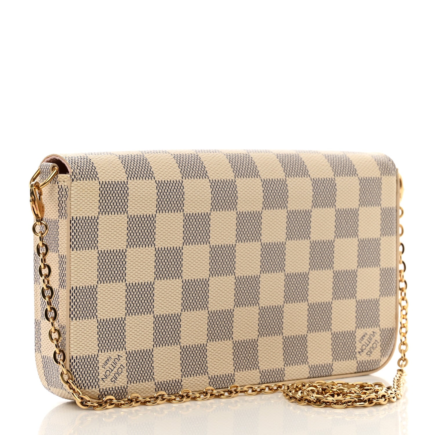 Louis Vuitton Damier Azur Pochette Felicie Chain Wallet Rose Ballerine 4 of 10