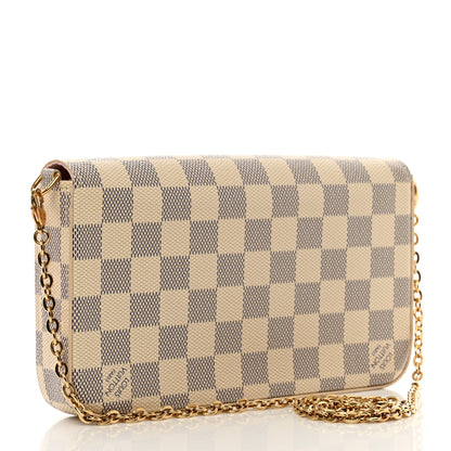 Louis Vuitton Damier Azur Pochette Felicie Chain Wallet Rose Ballerine 4 of 10
