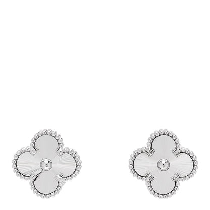 Van Cleef & Arpels 18K White Gold Guilloche Vintage Alhambra Earrings 1 of 5