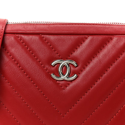 Chanel Lambskin Chevron Quilted Small Promenade Camera Dark Red 7 of 9
