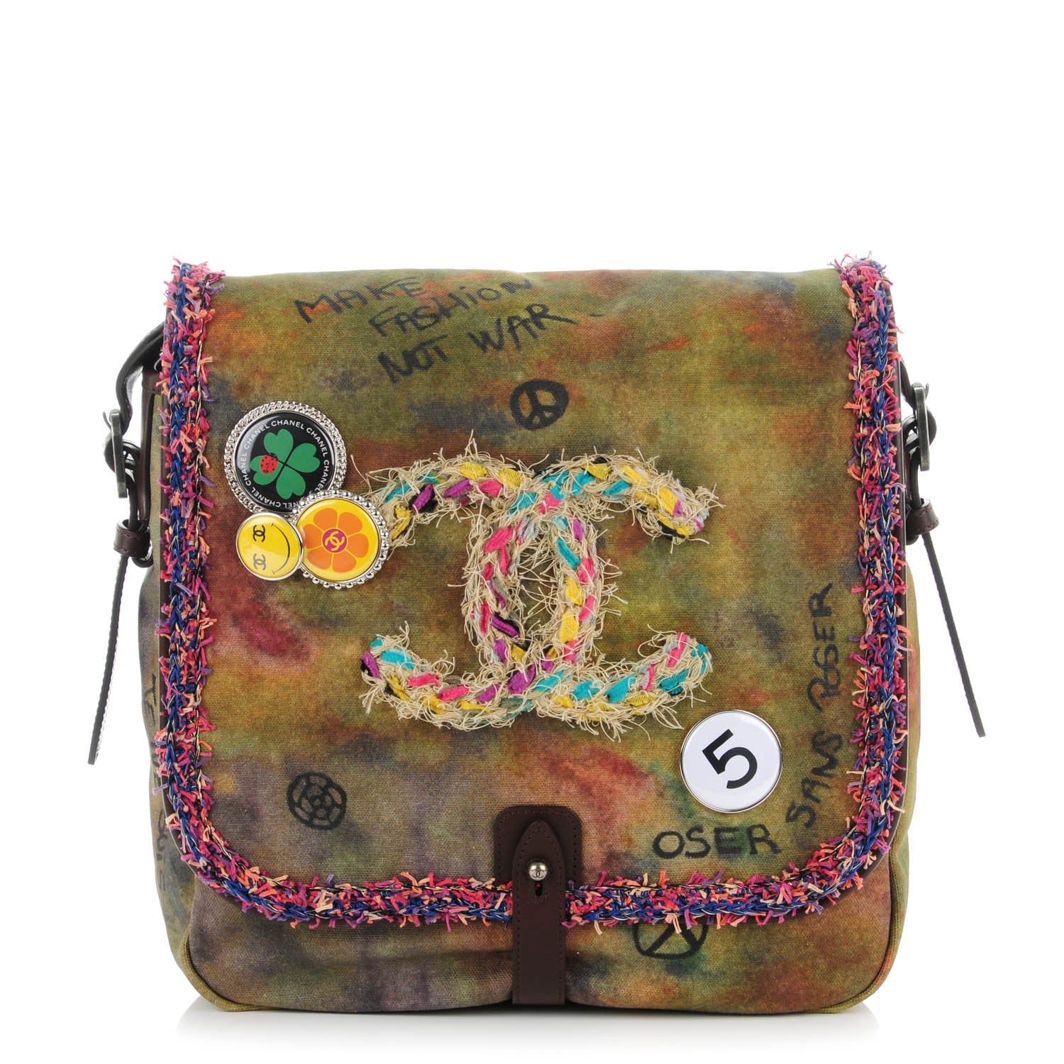 Chanel Washed Toile Graffiti On The Pavements Messenger Khaki Multicolor 1 of 7