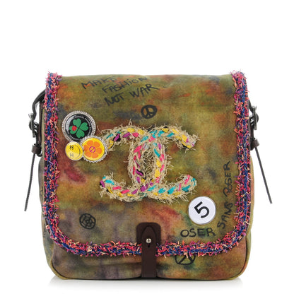 Chanel Washed Toile Graffiti On The Pavements Messenger Khaki Multicolor 1 of 7