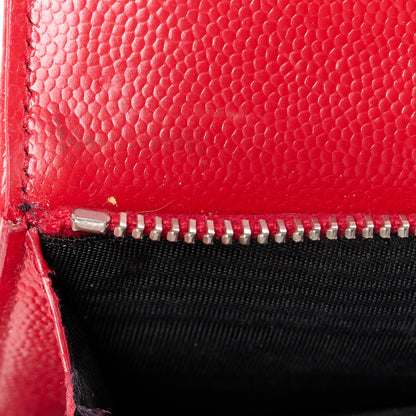 Saint Laurent Grain De Poudre Matelasse Chevron Monogram Compact Tri Fold Wallet Red 11 of 11
