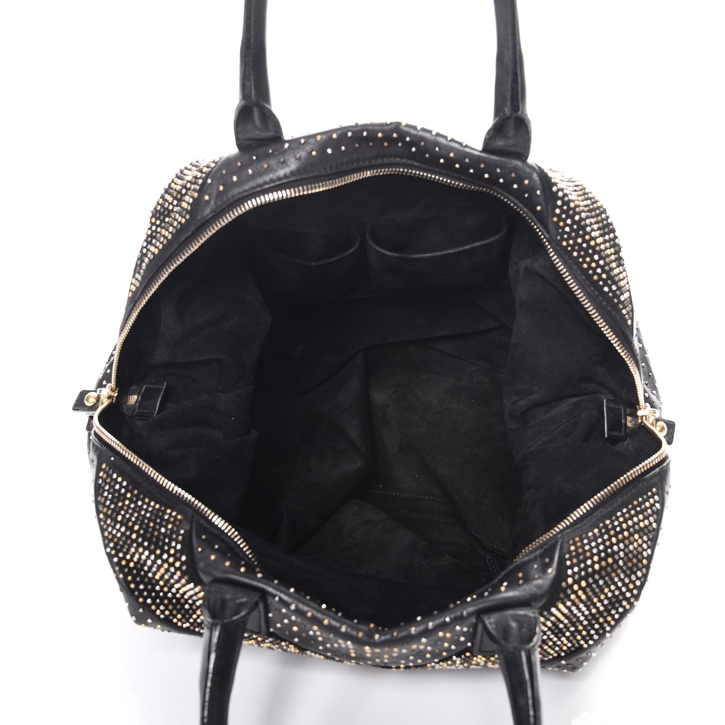 Calfskin Rock Studded Easy Sac Black