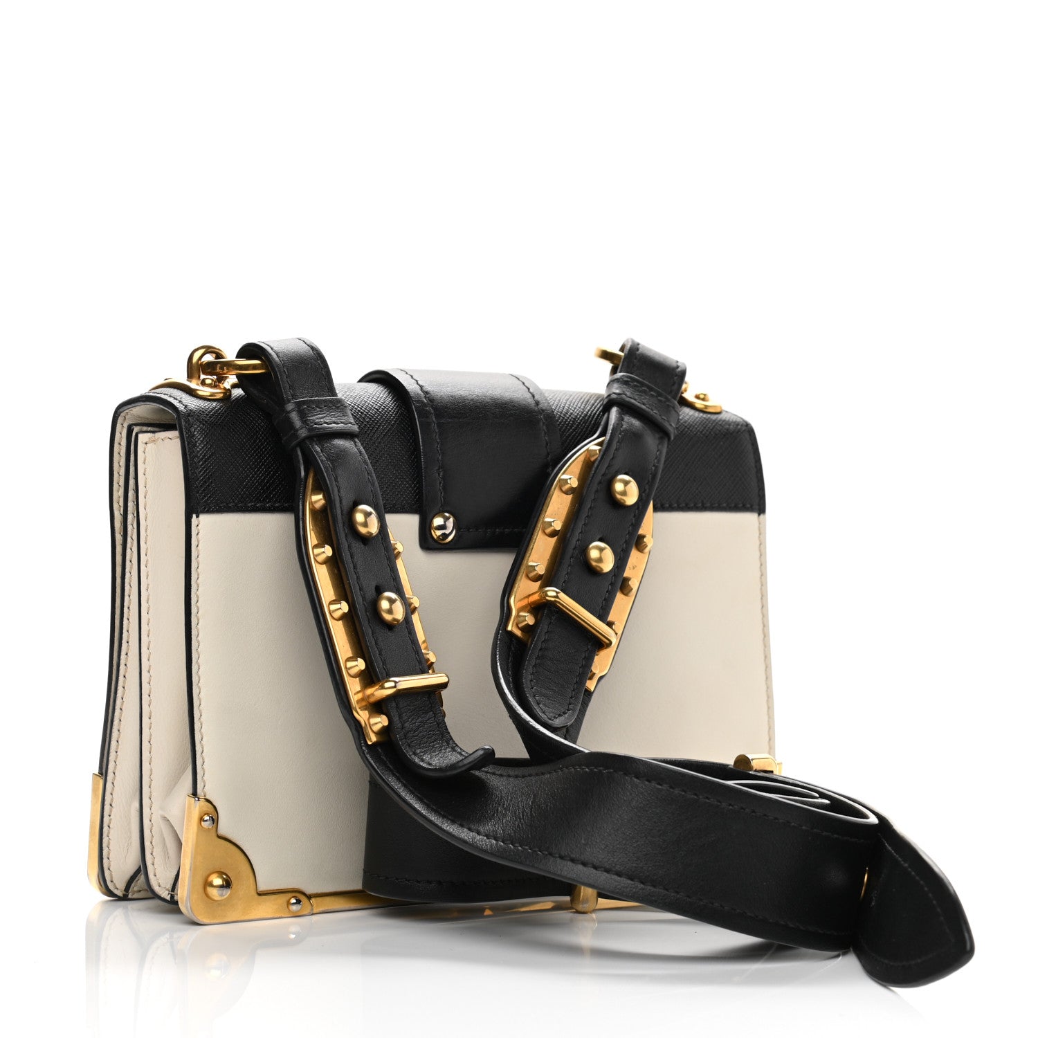 Prada City Calf Saffiano Cahier Bag Talco Black 3 of 10