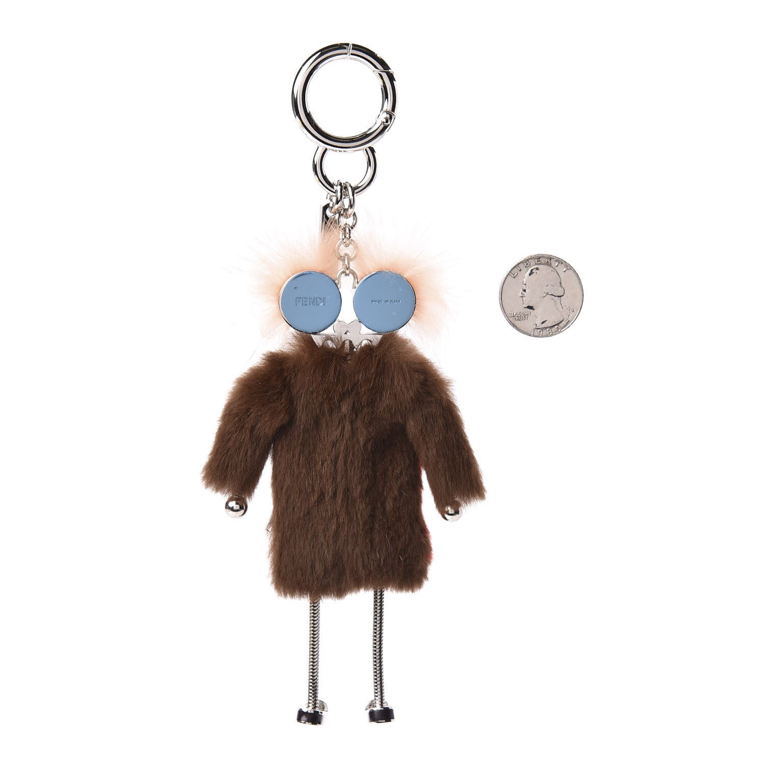 Fendi Rabbit Mink Fox Fur F is Fendi Teen Witch Bag Charm Brown Multicolor 2 of 4