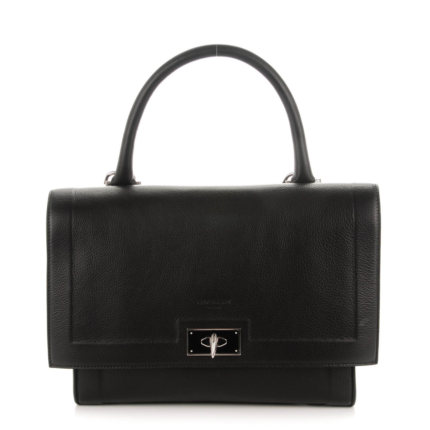 Grained Calfskin Small Shark Lock Satchel Black