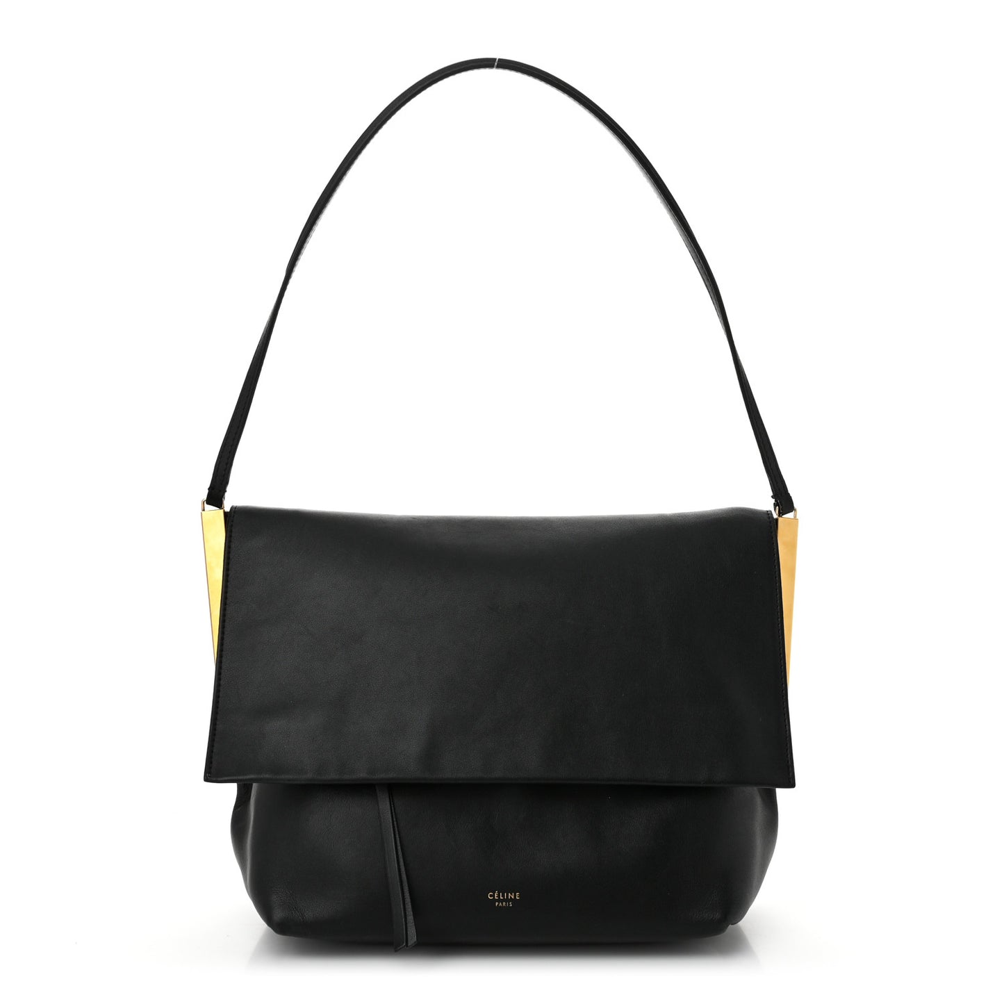 Smooth Calfskin Flap Clasp Bag Black
