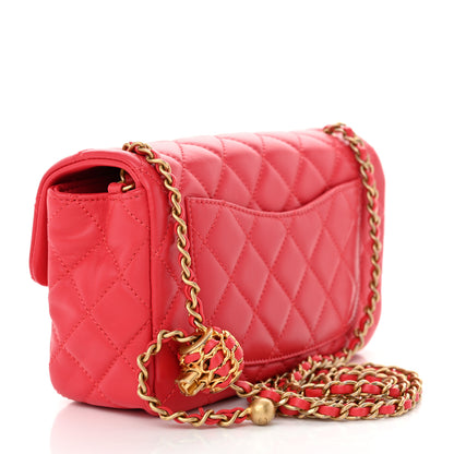 Chanel Lambskin Quilted Mini Rectangular Pearl Crush Flap Red 3 of 11