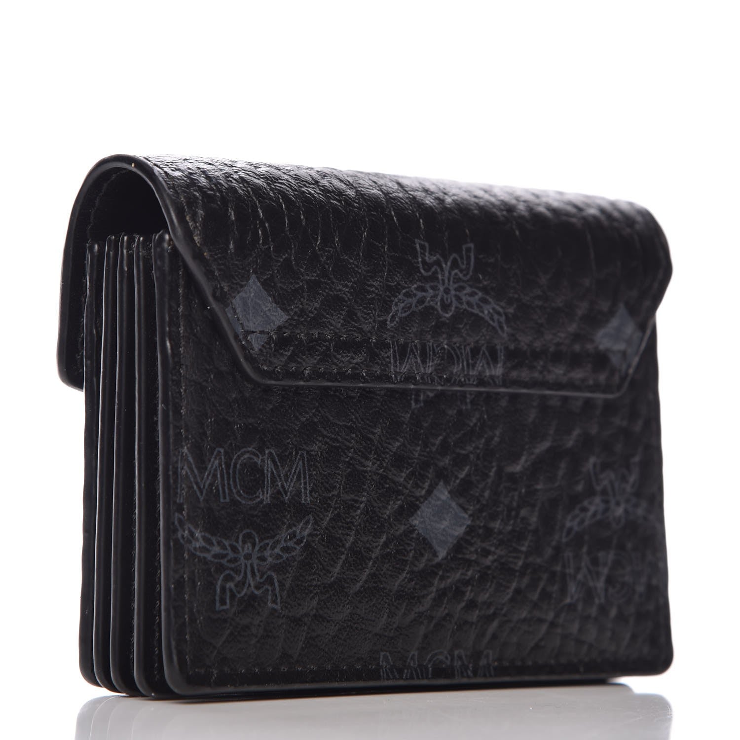MCM Visetos Mini Accordion Card Wallet Black 3 of 7