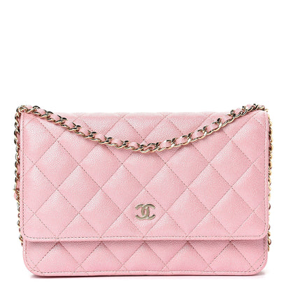 Chanel Iridescent Caviar Quilted Wallet on Chain WOC Rose Pink 1 of 11
