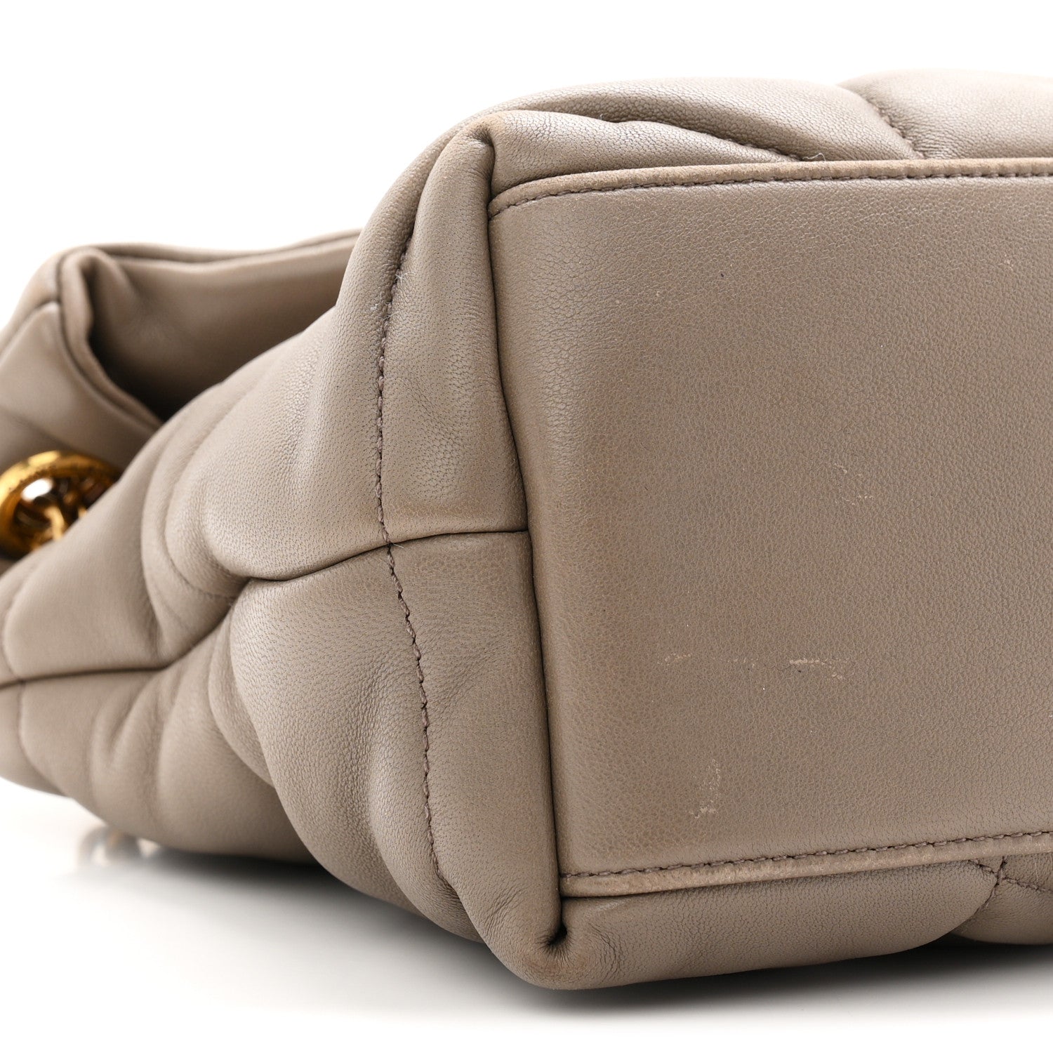Saint Laurent Lambskin Quilted Small Loulou Puffer Monogram Chain Satchel Dusty Grey 9 of 10