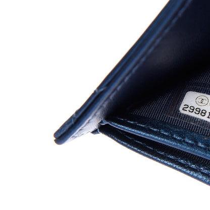 Chanel Metallic Lambskin Quilted Compact Boy Wallet Blue 7 of 8
