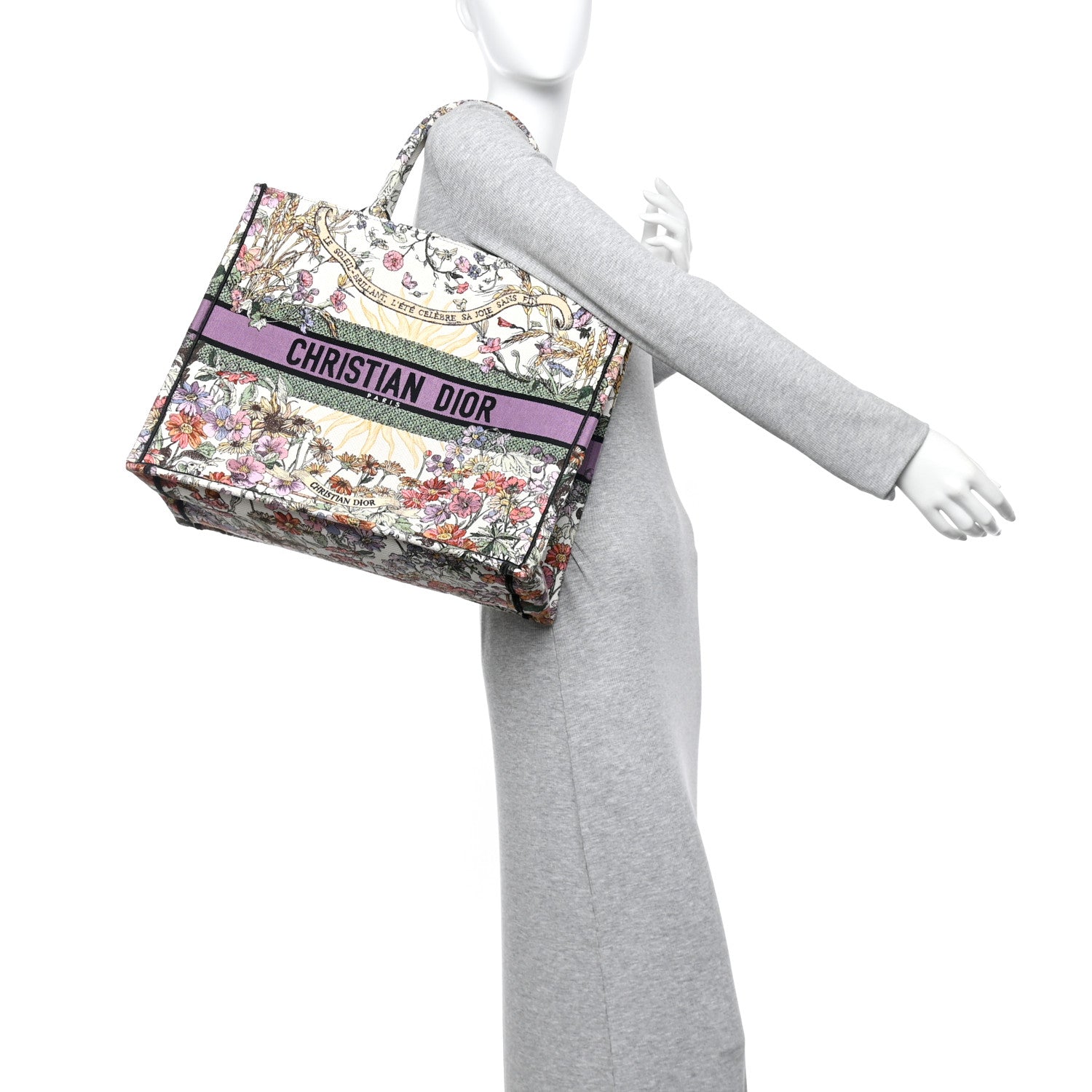 Christian Dior Canvas Embroidered Large 4 Saisons Hiver Soleil Book Tote  Lilac Multicolor 2 of 16