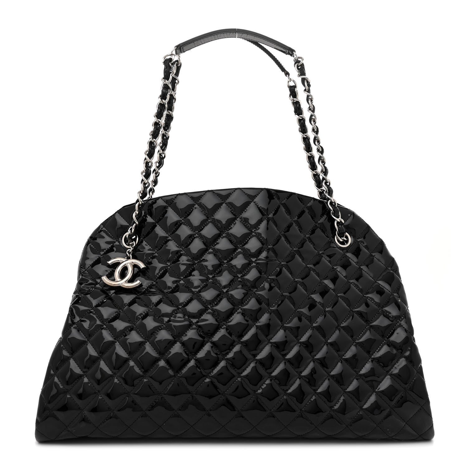 Chanel Patent Quilted Maxi Just Mademoiselle Bowling Bag Black 1 of 16