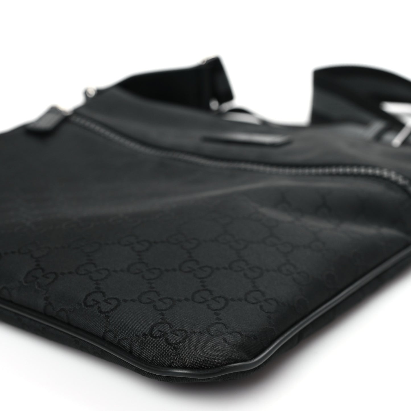 Nylon Monogram Small Flat Messenger Bag Black