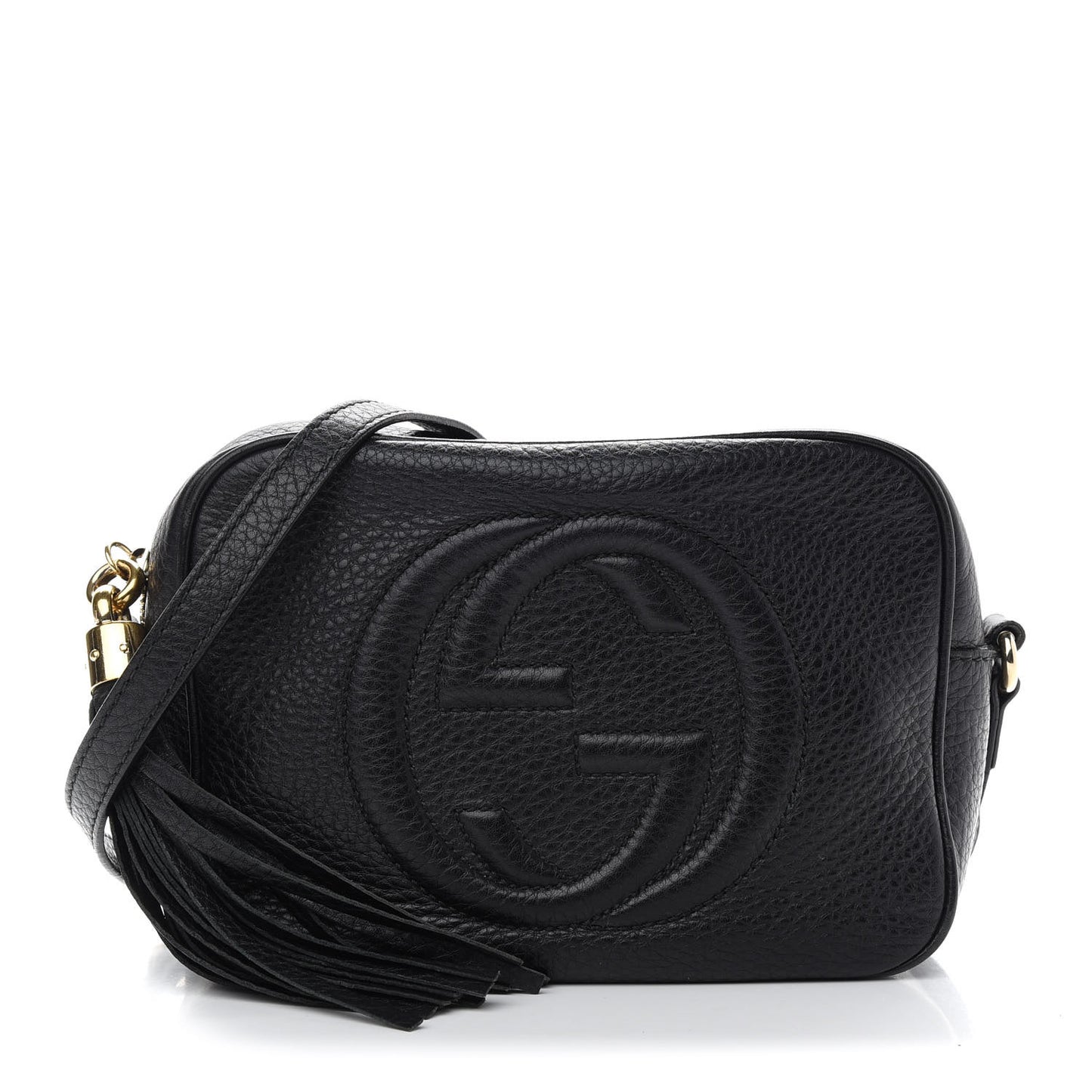 Pebbled Calfskin Small Soho Disco Bag Black