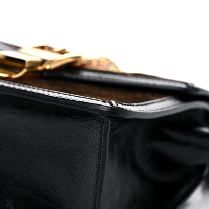 Gucci Velvet GG Monogram Web Mini Sylvie Top Handle Bag Brown Black Oro Vecchio 10 of 15