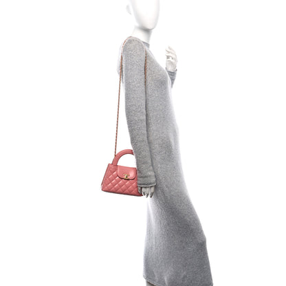 Chanel Shiny Aged Calfskin Quilted Nano Kelly Shopper Coral Pink 3 of 10