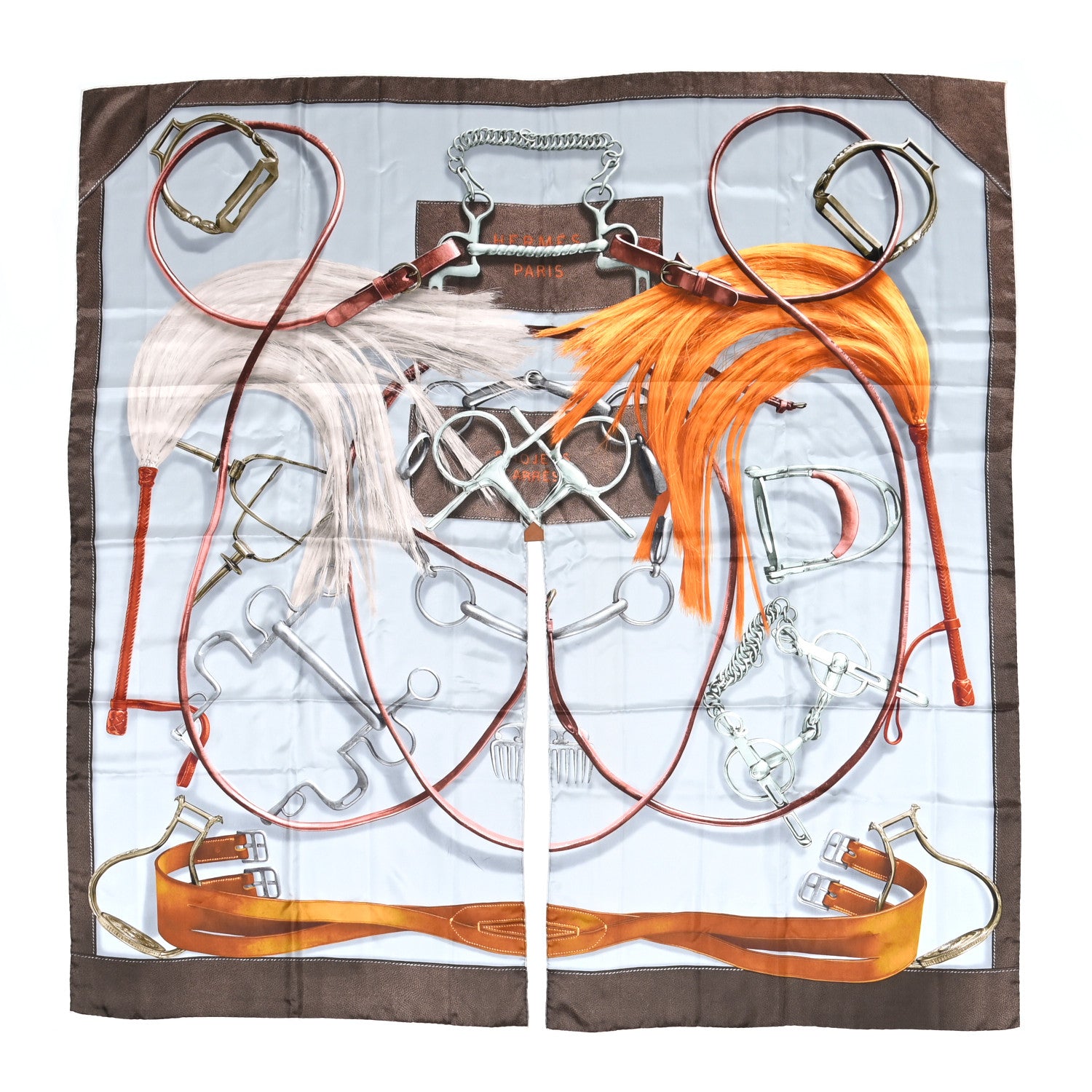 Hermes Silk Projets Carres Poncho Gris Perle Taupe Acajou 1 of 5