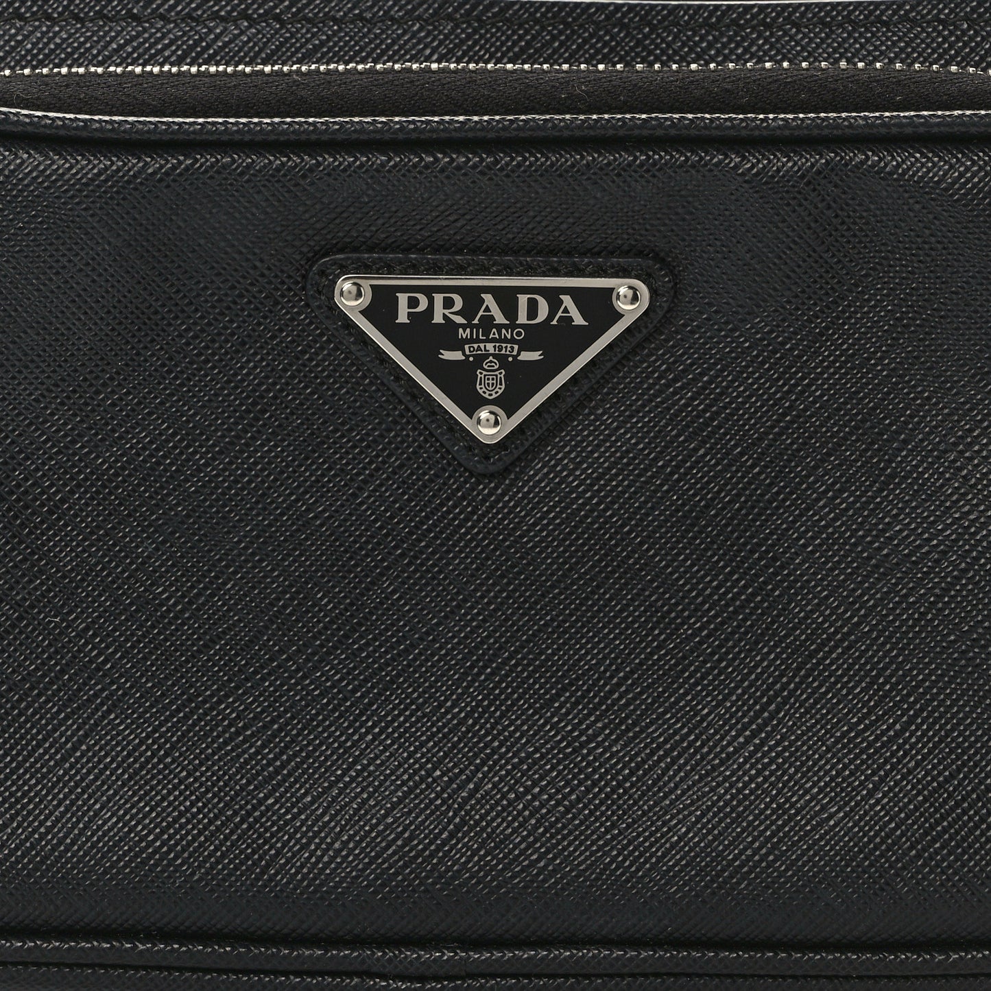 Saffiano Travel Double Zip Crossbody Belt Bag Black