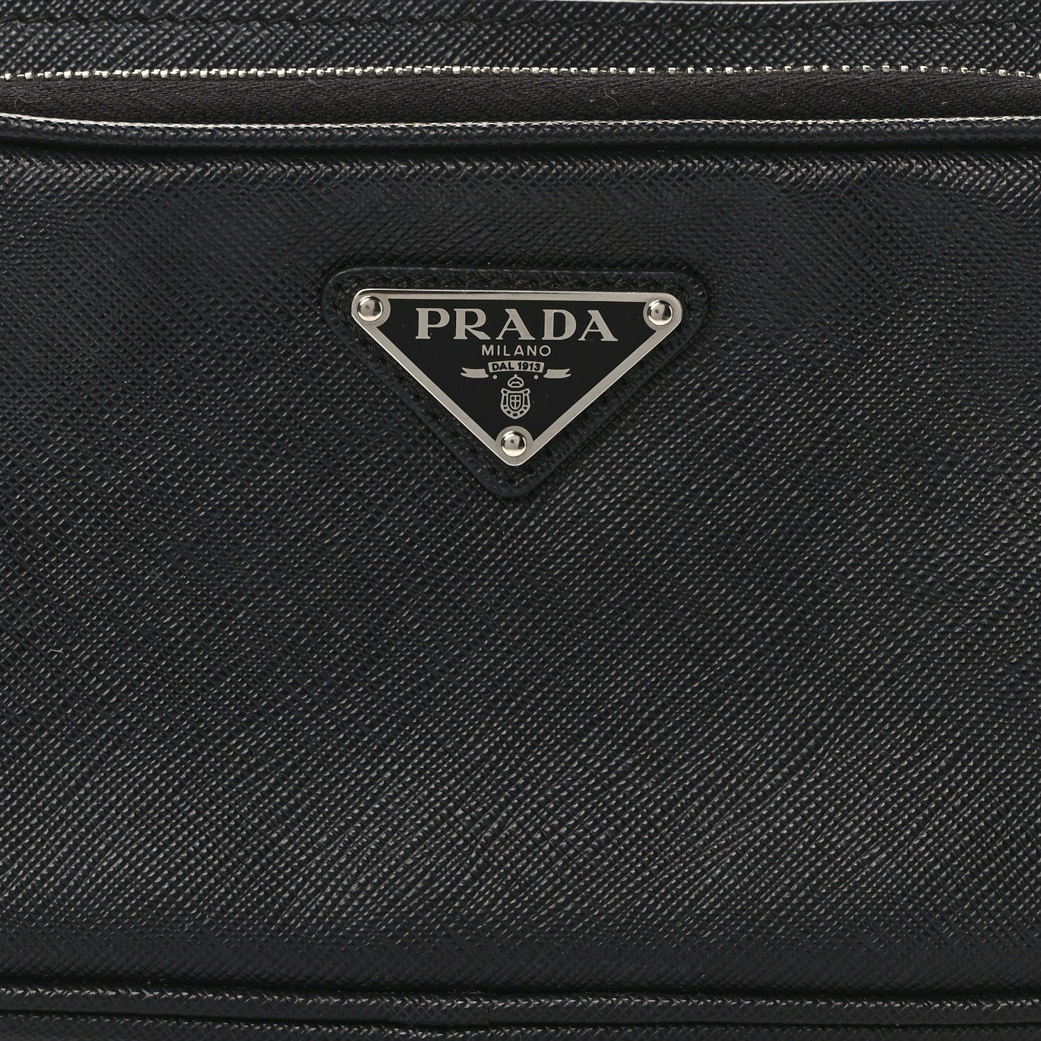 Prada Saffiano Travel Double Zip Crossbody Belt Bag Black 7 of 13