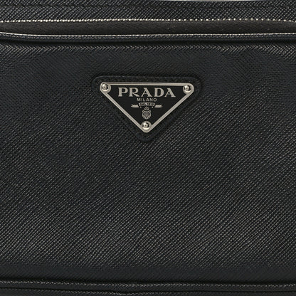 Prada Saffiano Travel Double Zip Crossbody Belt Bag Black 7 of 13