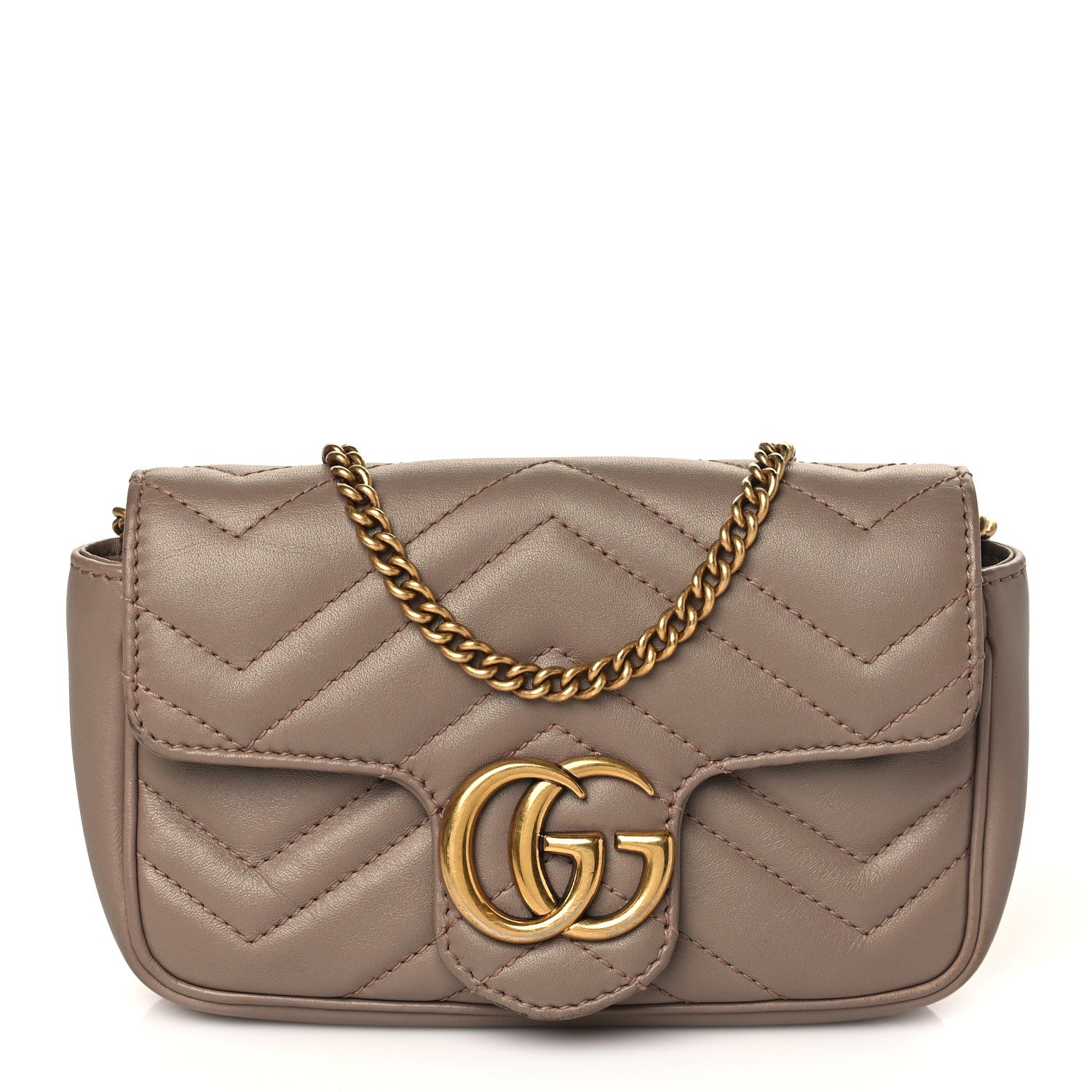 Gucci Calfskin Matelasse Super Mini GG Marmont Shoulder Bag Porcelain Rose 1 of 10