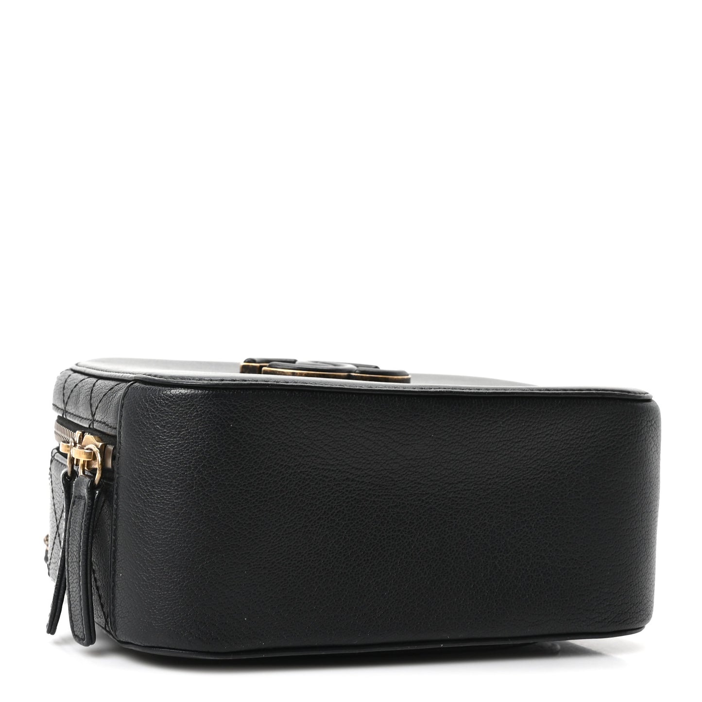 Shiny Calfskin Goatskin Small Coco Curve Vanity Bag Black