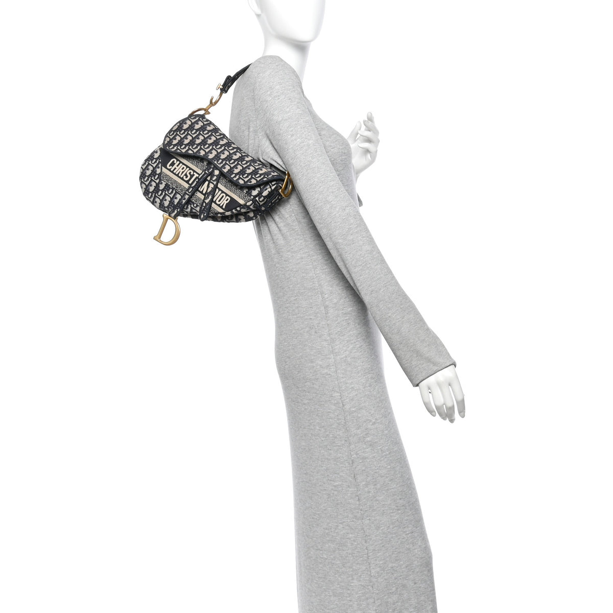 Christian Dior Oblique Embroidered Saddle Bag Blue 2 of 11