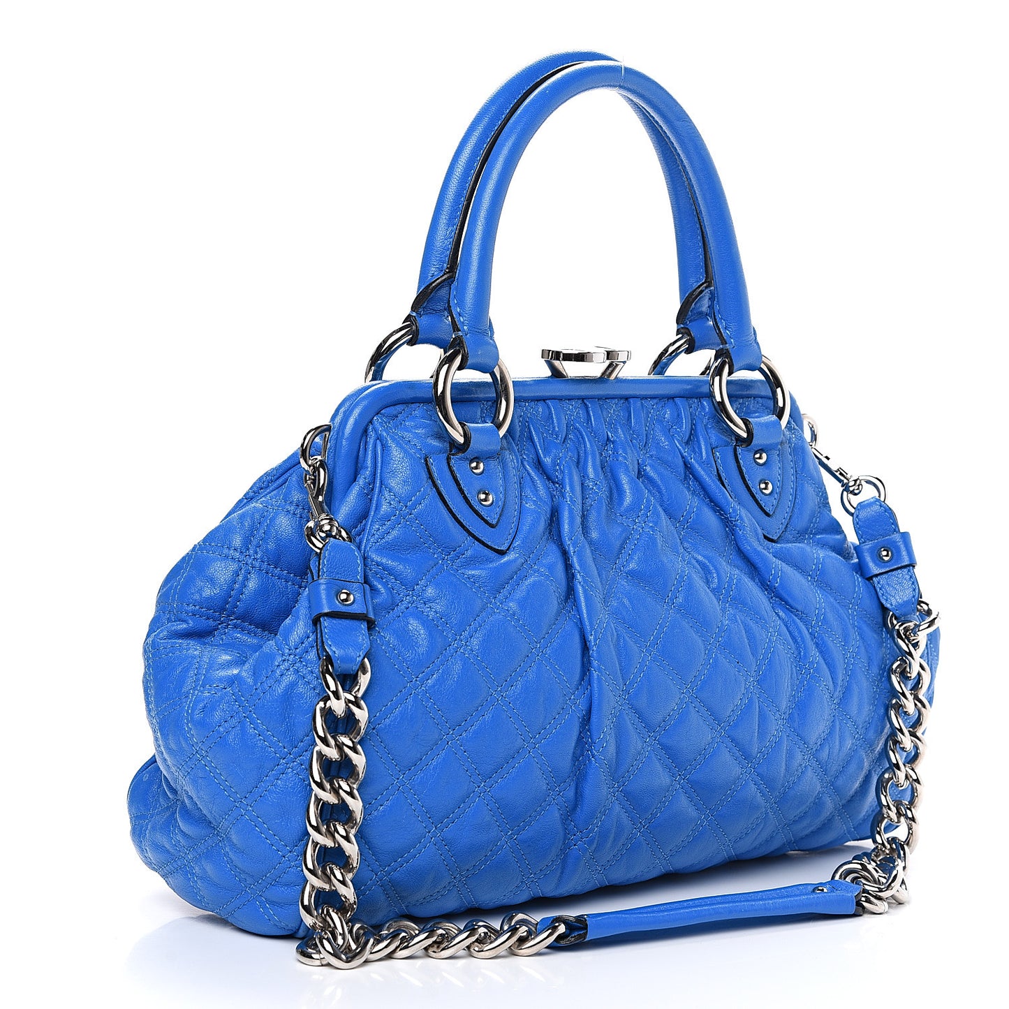 Calfskin Quilted Stam Bright Blue