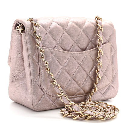 Chanel Metallic Lambskin Quilted Mini Square Flap Pink 3 of 12