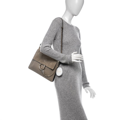 Chloe Calfskin Suede Medium Faye Shoulder Bag Motty Grey 2 of 6