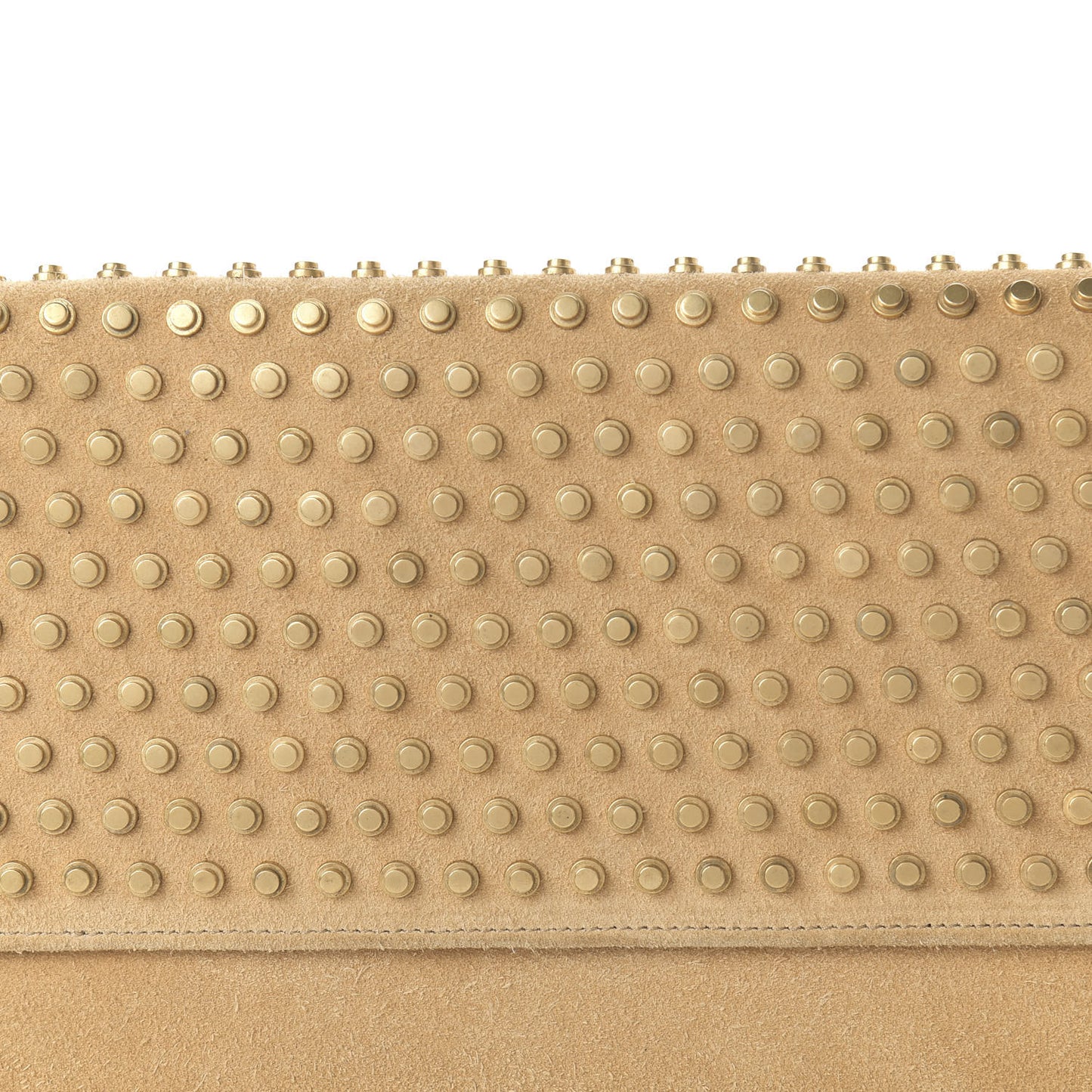 Suede Studded Diagonal Clutch Beige