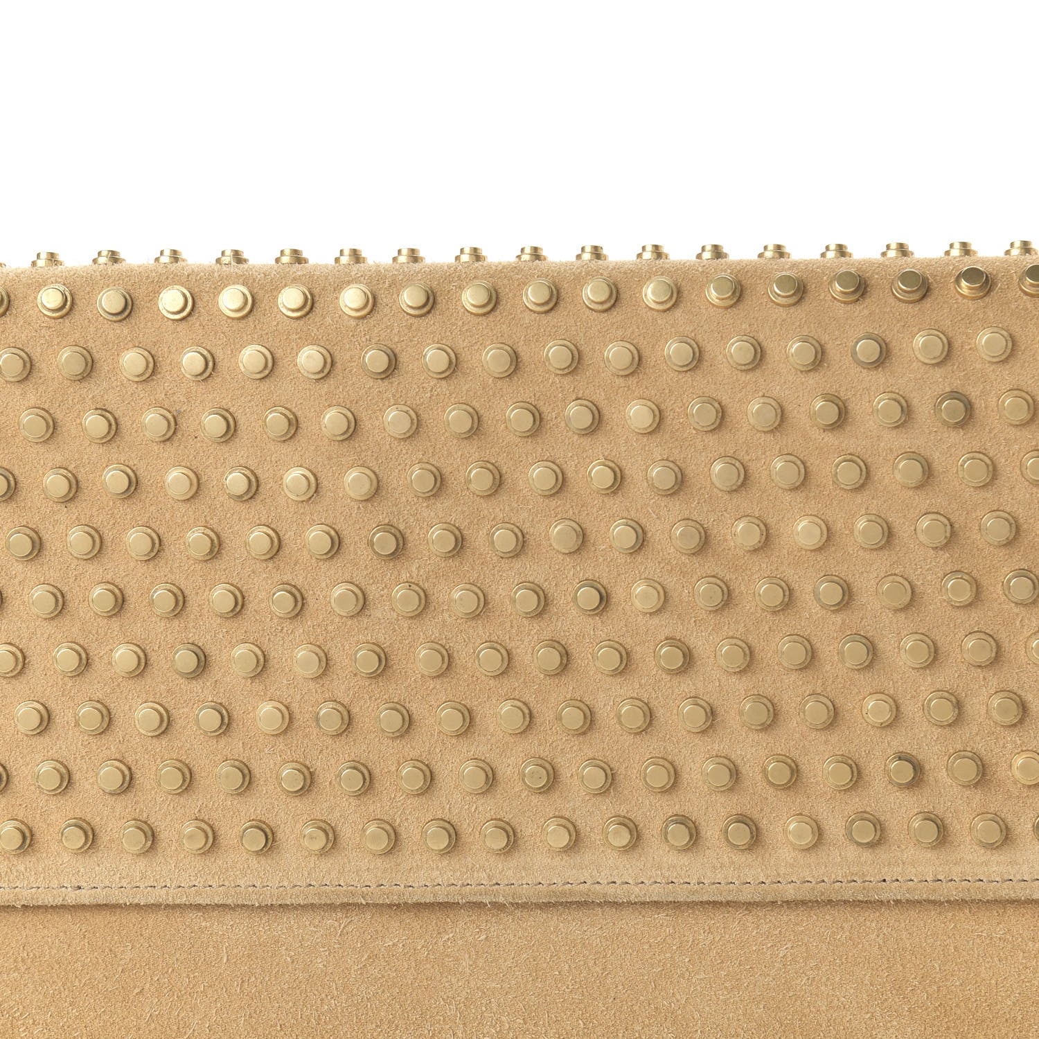 Saint Laurent Suede Studded Diagonal Clutch Beige 9 of 9