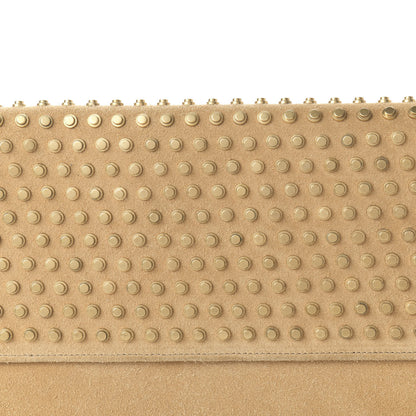 Saint Laurent Suede Studded Diagonal Clutch Beige 9 of 9