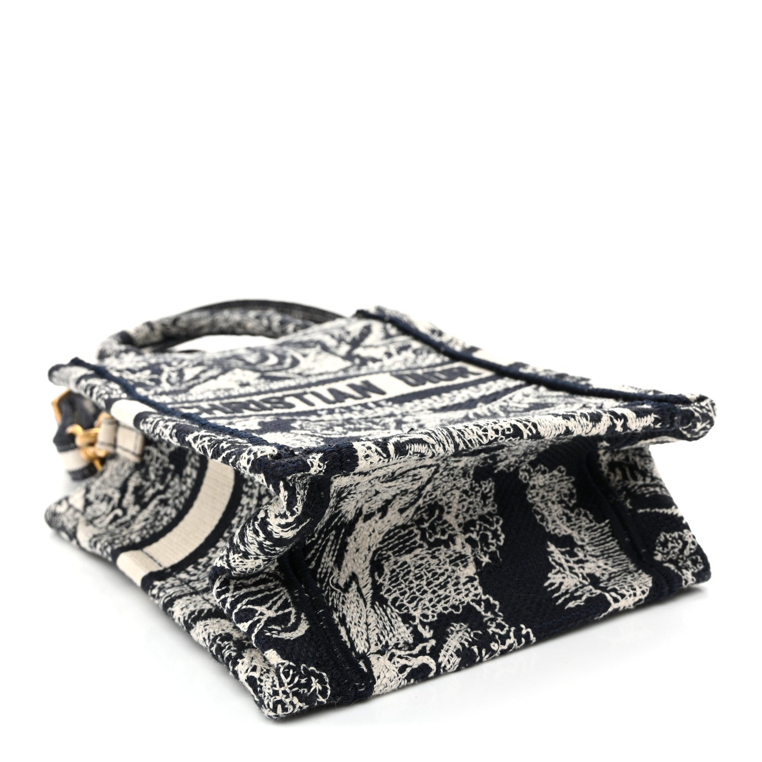 Christian Dior Canvas Toile de Jouy Reverse Embroidered Mini Book Tote Phone Bag Blue 3 of 9