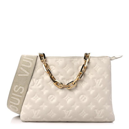 Louis Vuitton Lambskin Embossed Monogram Coussin PM Beige Cream 1 of 13