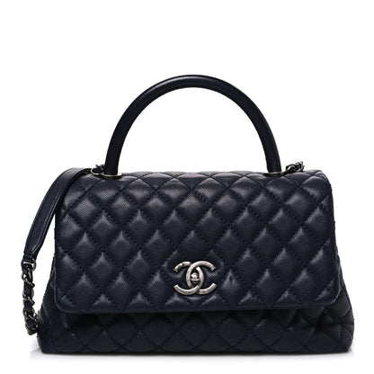 Chanel Caviar Quilted Small Coco Handle Flap Navy 1 of 10