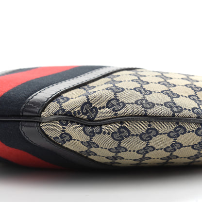 Gucci Monogram Vintage Web Medium Half Moon Hobo Navy 9 of 12