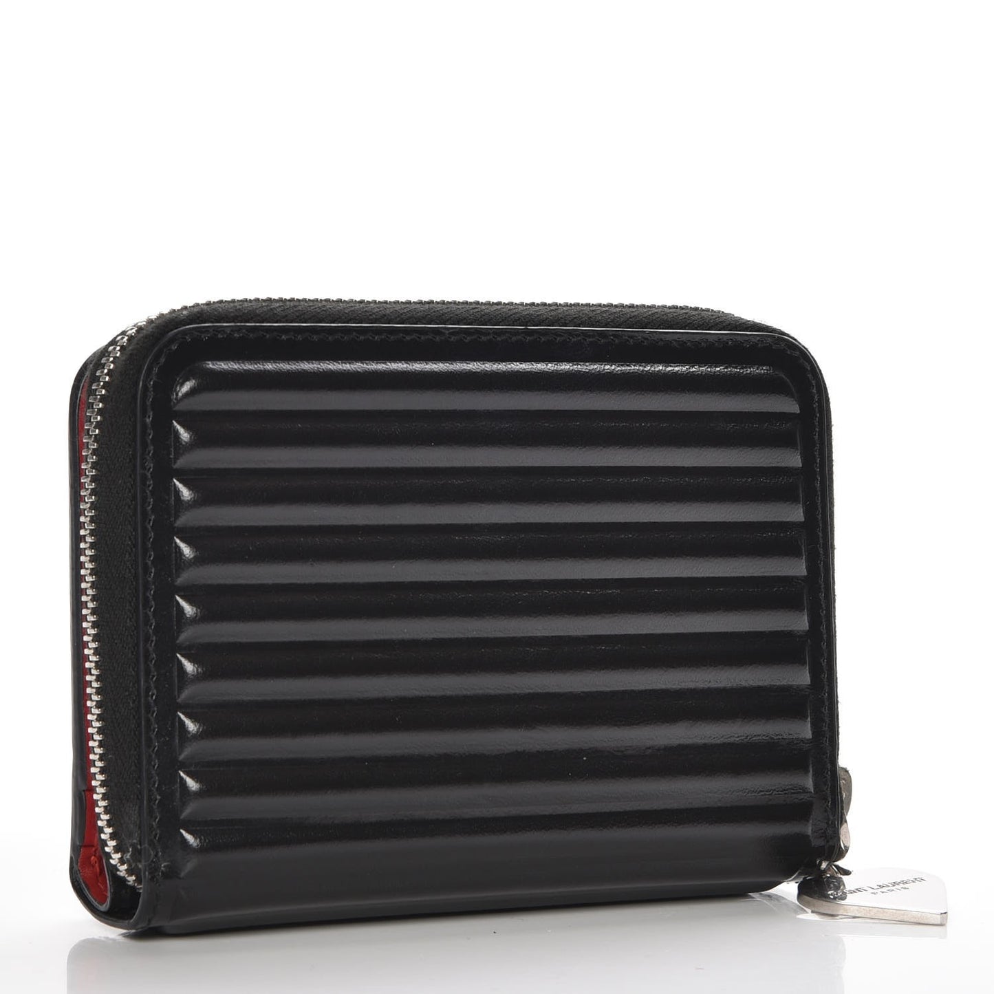 Ribbed Calfskin Opium Monogram Compact Zip Around Wallet Black