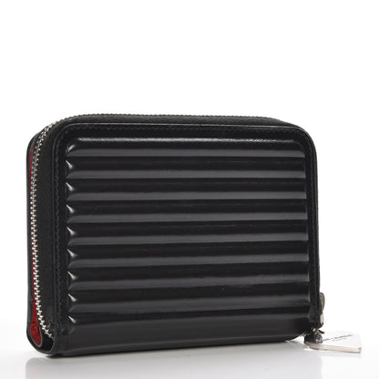 Saint Laurent Ribbed Calfskin Opium Monogram Compact Zip Around Wallet Black 3 of 8