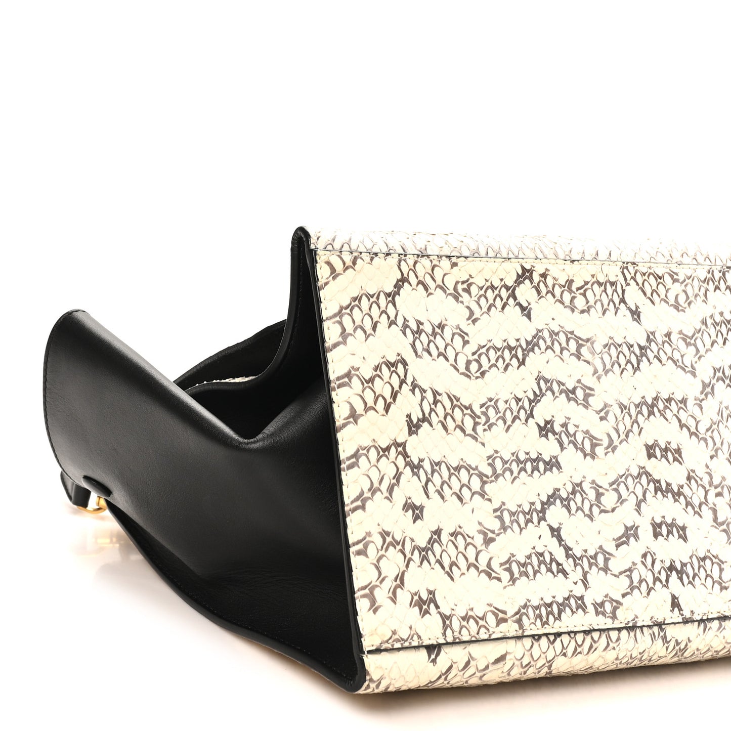 Snakeskin Calfskin Medium Trapeze White Black
