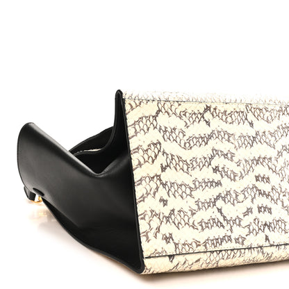 Celine Snakeskin Calfskin Medium Trapeze White Black 8 of 10